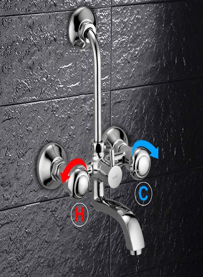 ALTON SHN3095 Brass Wall Mixer with Provision for Over Head Shower and 190mm Long Bend Pipe (Chrome) - Image 2